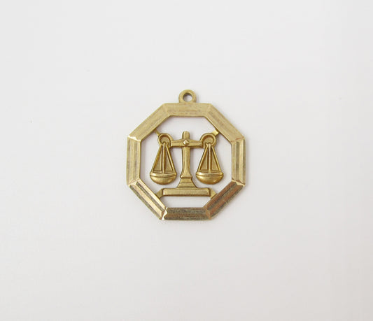 1968 Libra Star Sign Octagonal Gold Charm